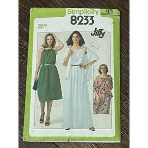 Simplicity 8233 Pattern Vintage 1970s Misses Dress Size 12 Uncut